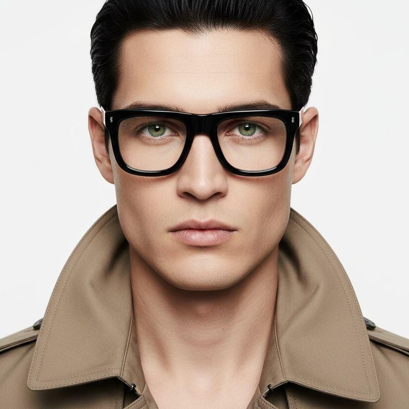 Rechteckige schwarze Acetatbrille #BS2607-0182