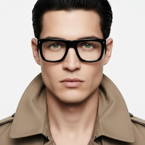 Lunettes rectangulaires en acétate noir #BS2607-0182