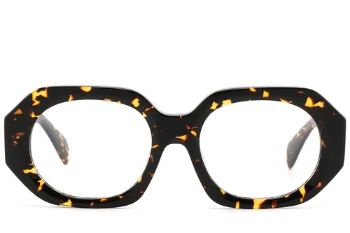 Lunettes en acétate à motif écaille de tortue géométrique #BS2607-0184
