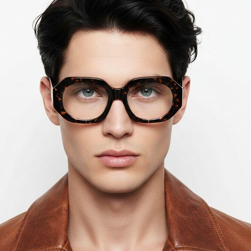 Geometric Tortoiseshell Acetate Glasses #BS2607-0184