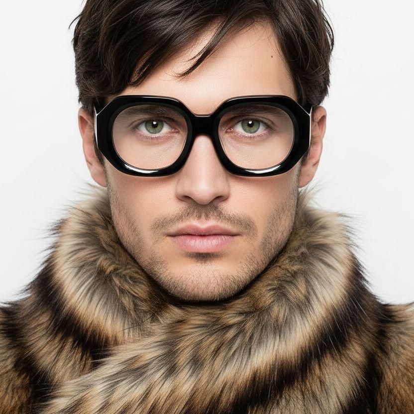 Geometric Black Acetate Glasses #BS2607-0185