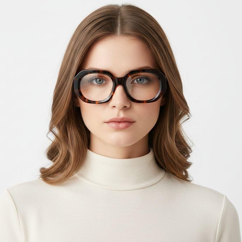 Geometric Tortoiseshell Acetate Glasses #BS2607-0186