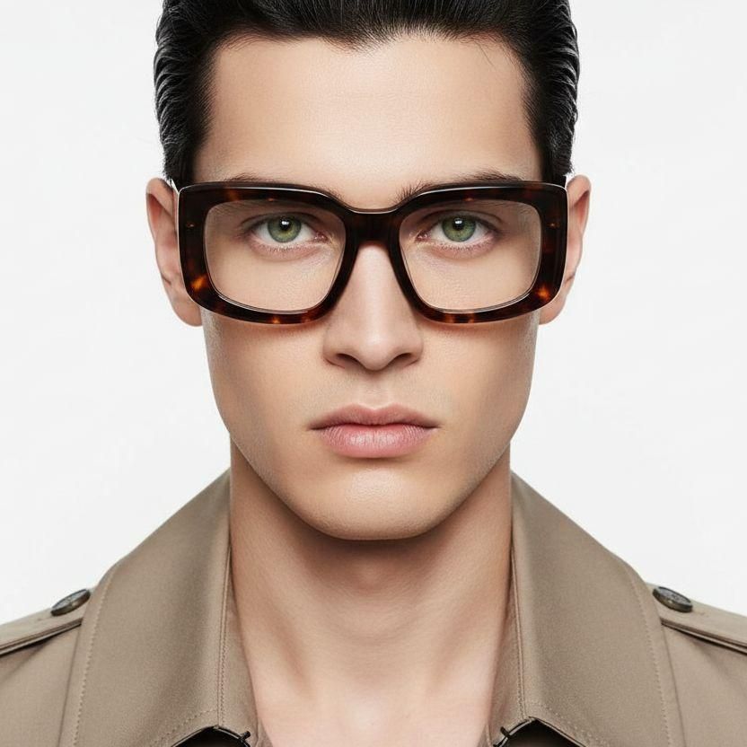 Rectangular Tortoiseshell Acetate Glasses #BS2607-0187
