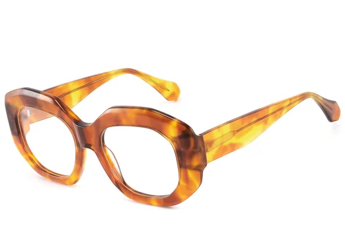 Lunettes en acétate à motif écaille de tortue géométrique #BS2607-0191