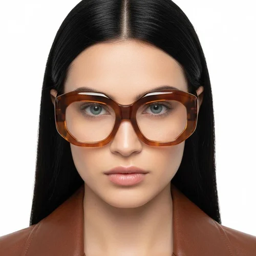 Lunettes en acétate à motif écaille de tortue géométrique #BS2607-0191