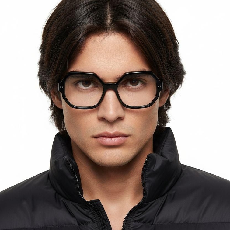 Gafas geométricas de acetato negro #BS2607-0193