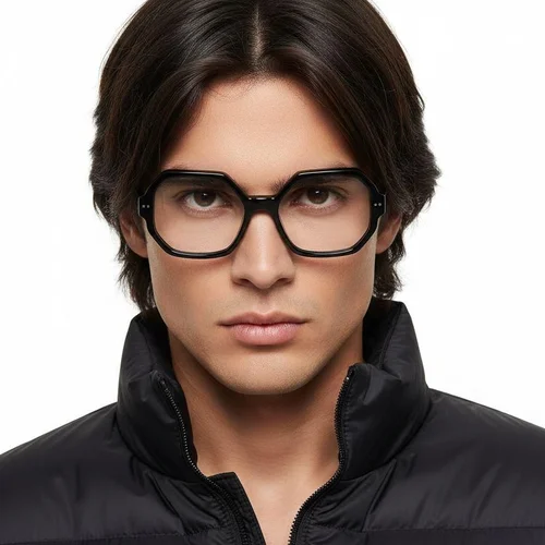 Lunettes géométriques en acétate noir #BS2607-0193