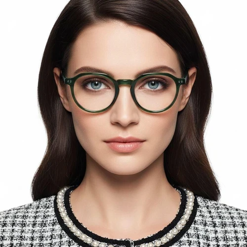 Oval Green Acetate Glasses #BS2607-0196