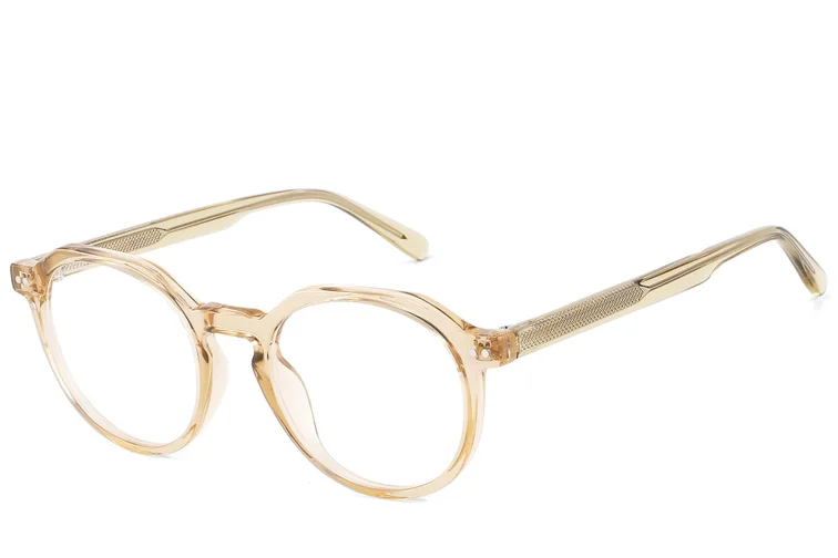 Oval Yellow Acetate Glasses #BS2607-0197