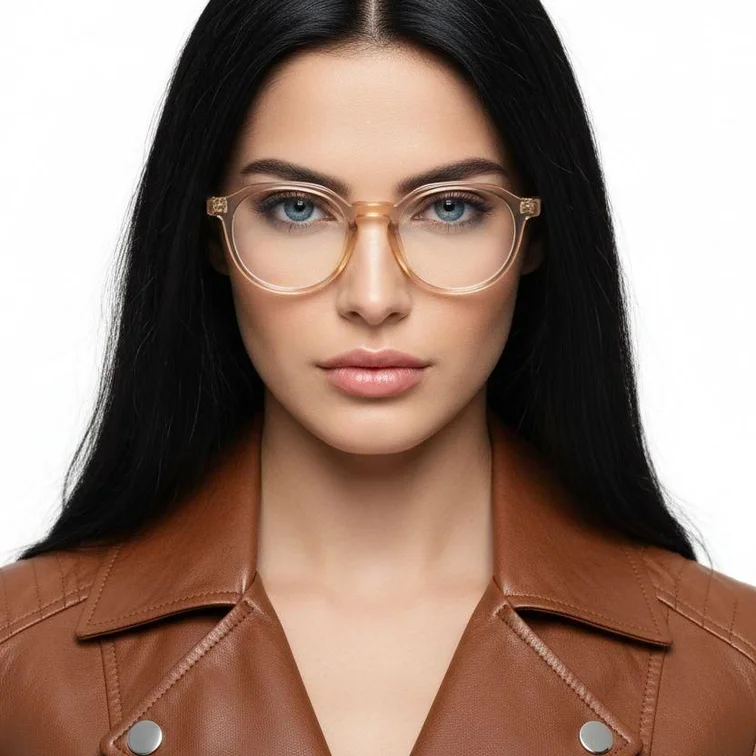 Oval Yellow Acetate Glasses #BS2607-0197