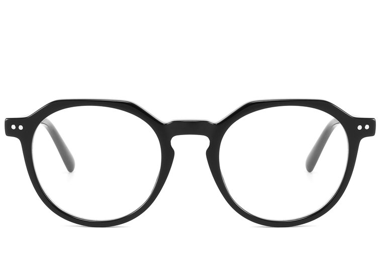 Lunettes ovales en acétate noir #BS2607-0198