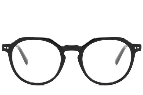 Oval Black Acetate Glasses #BS2607-0198