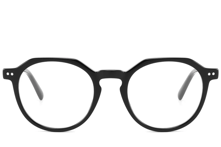 Oval Black Acetate Glasses #BS2607-0198