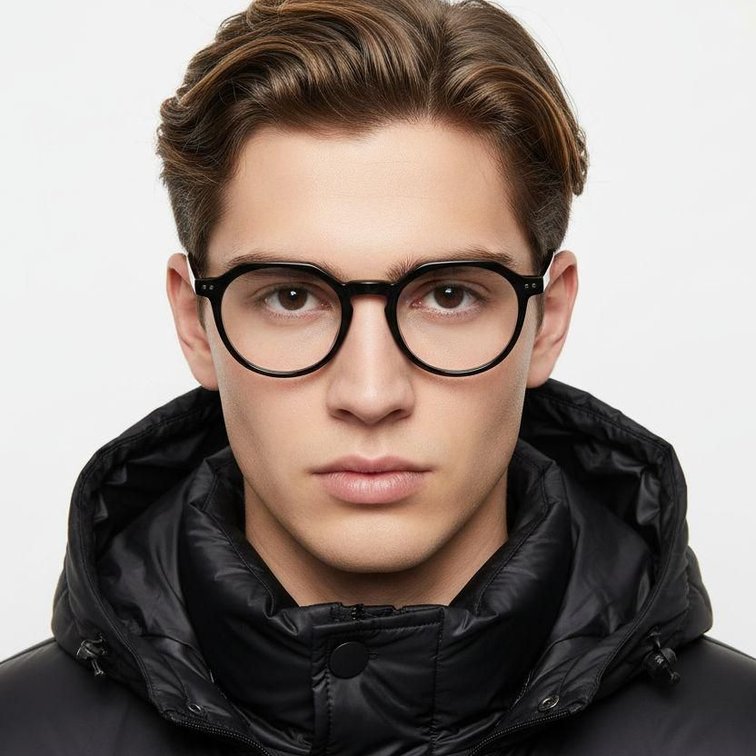 Lunettes ovales en acétate noir #BS2607-0198
