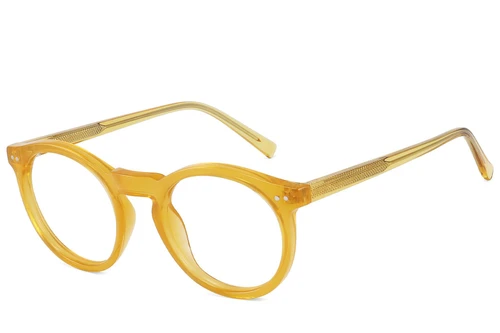 Round Yellow Acetate Glasses #BS2607-0199
