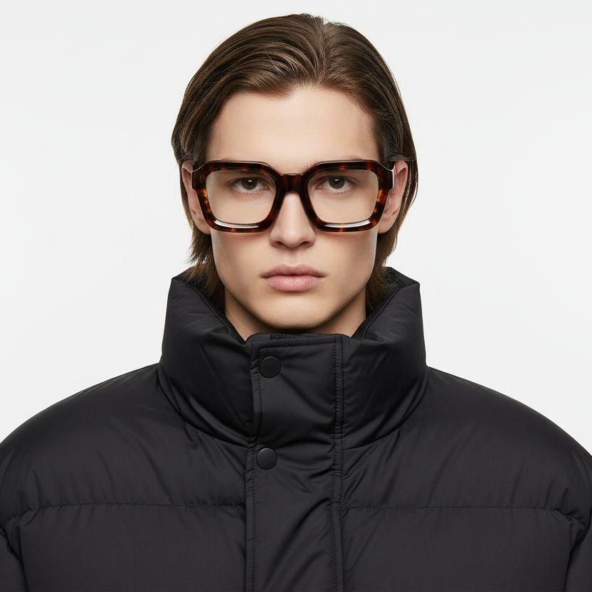 Rectangular Tortoiseshell Acetate Glasses #BS2607-0203
