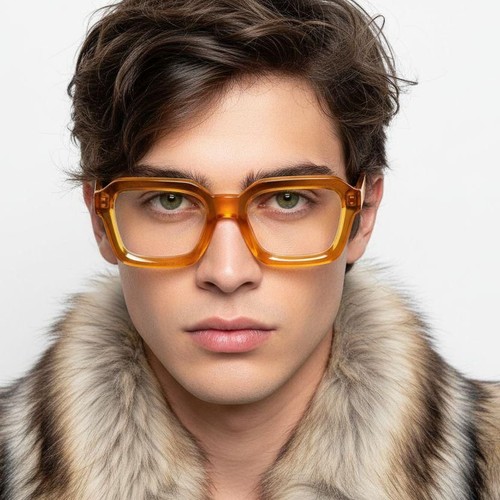 Rectangular Yellow Acetate Glasses #BS2607-0204