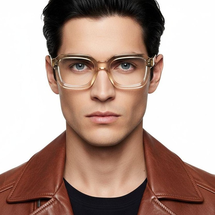 Rectangular Brown Acetate Glasses #BS2607-0205