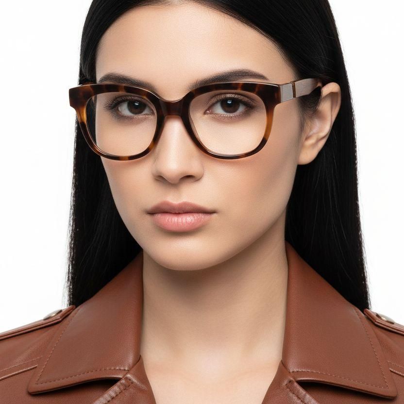 Rectangular Tortoiseshell Acetate Glasses #BS2607-0208