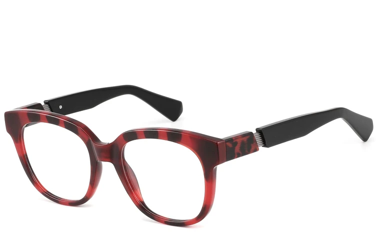 Rectangular Red Acetate Glasses #BS2607-0209