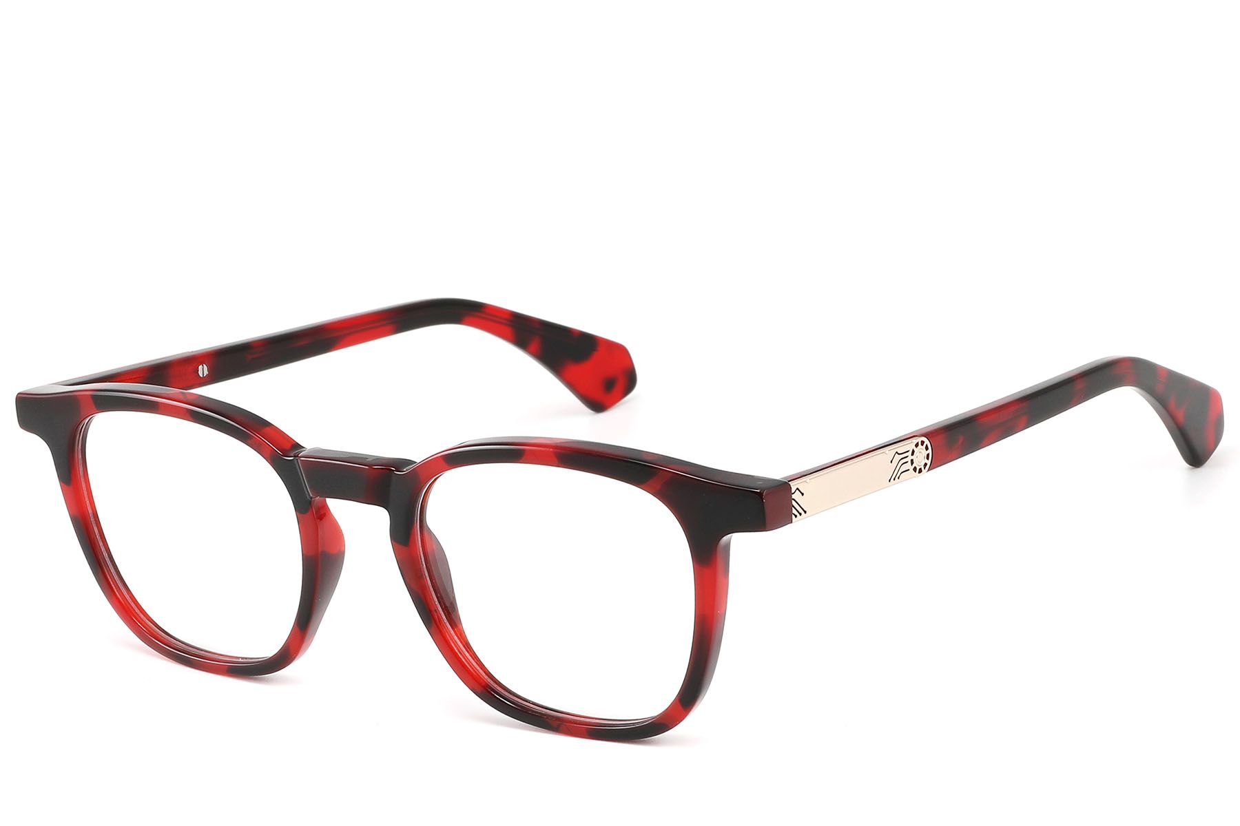 Rectangular Red Acetate Glasses #BS2607-0210