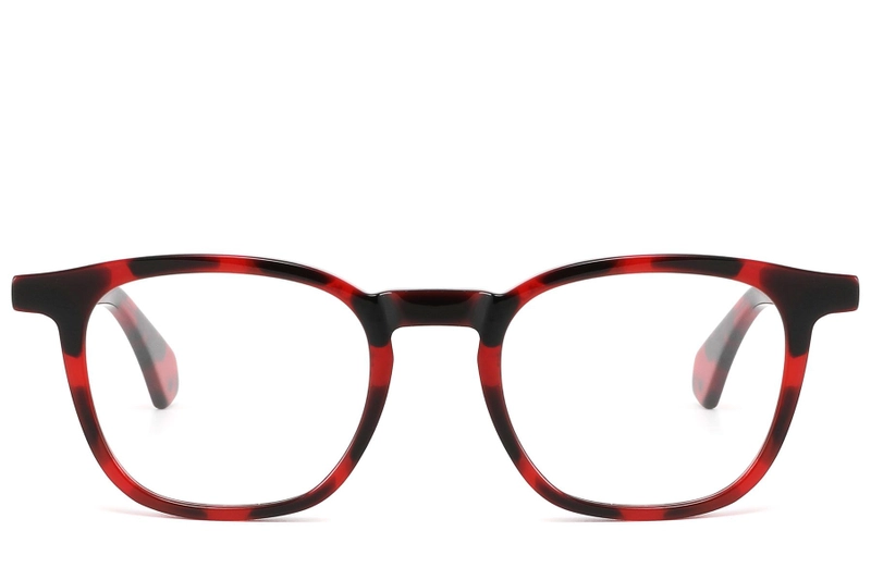 Rectangular Red Acetate Glasses #BS2607-0210