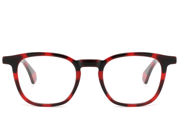 Rectangular Red Acetate Glasses #BS2607-0210