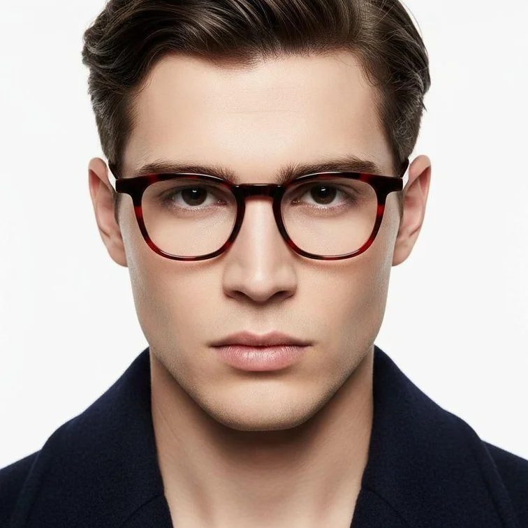 Rectangular Red Acetate Glasses #BS2607-0210