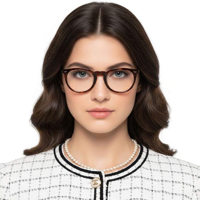 Oval Tortoiseshell Acetate Glasses #BS2607-0214