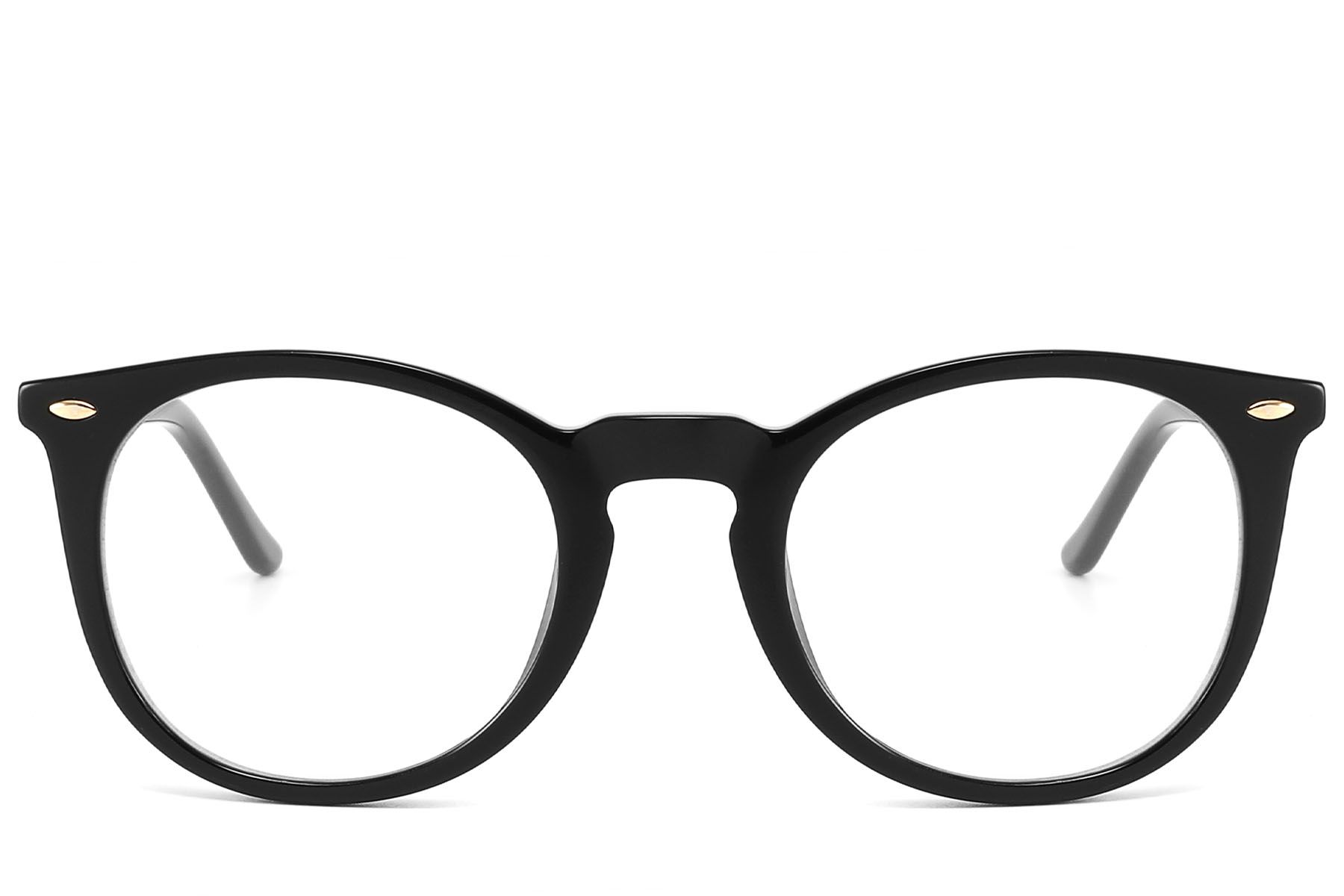 Oval Black Acetate Glasses #BS2607-0216