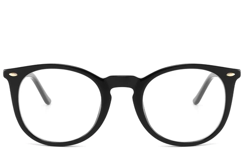 Oval Black Acetate Glasses #BS2607-0216