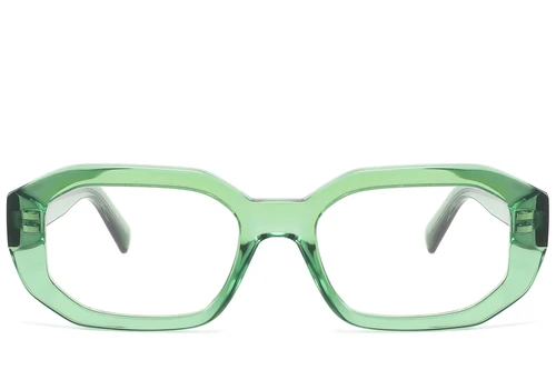 Rectangular Green Acetate Glasses #BS2607-0217