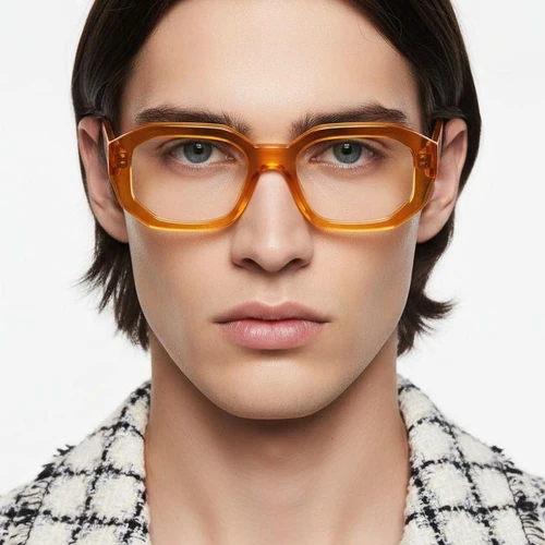 Rectangular Yellow Acetate Glasses #BS2607-0219