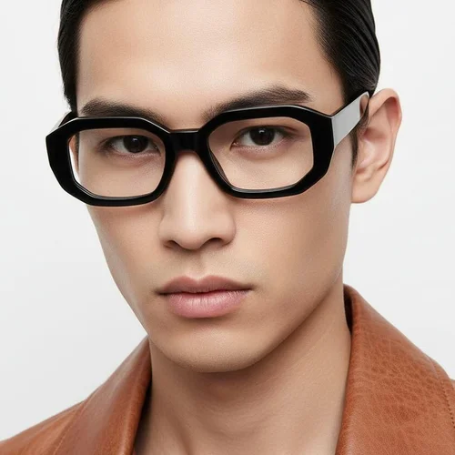 Lunettes rectangulaires en acétate noir #BS2607-0220