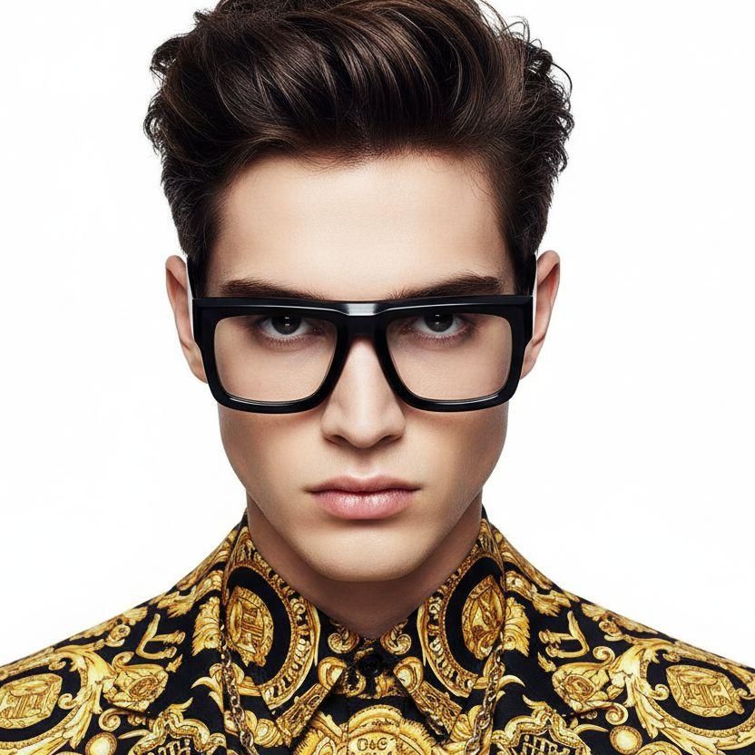 Rectangular Black Acetate Glasses #BS2607-0222