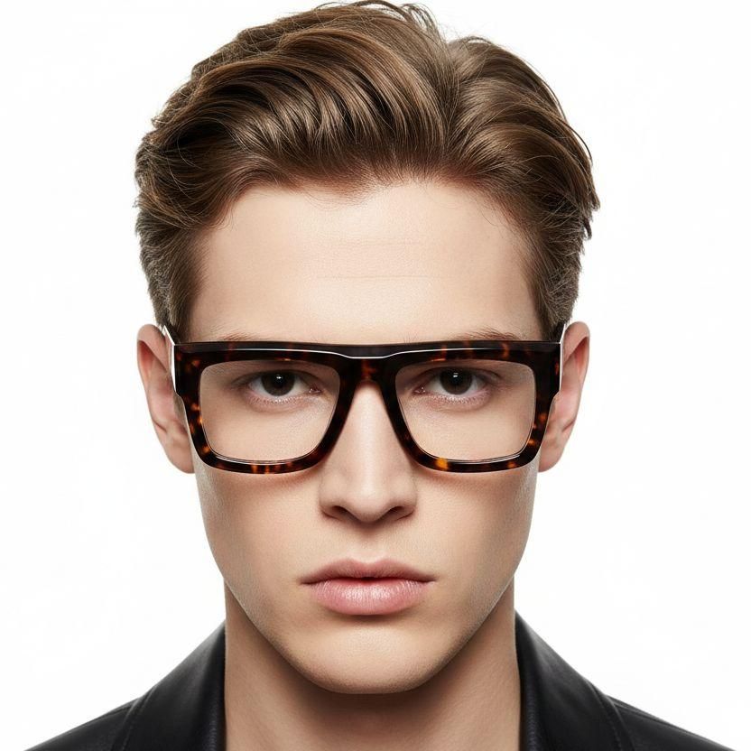 Rectangular Tortoiseshell Acetate Glasses #BS2607-0223