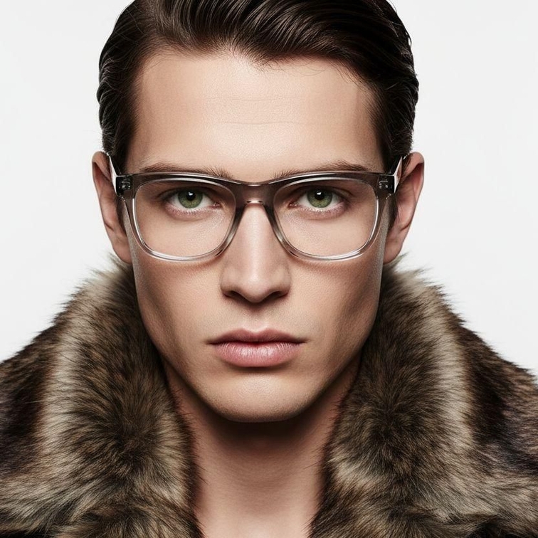 Rectangular Gray Acetate Glasses #BS2607-0231