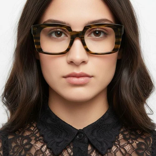 Lunettes rectangulaires en acétate écaille de tortue #BS2607-0232