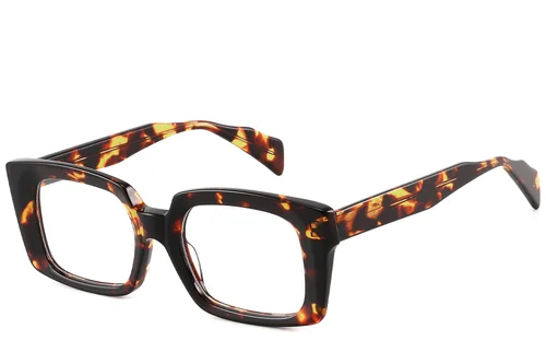 Rectangular Tortoiseshell Acetate Glasses #BS2607-0234