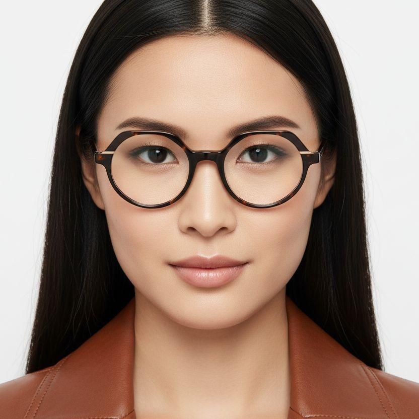 Geometric Tortoiseshell Acetate Glasses #BS2607-0236