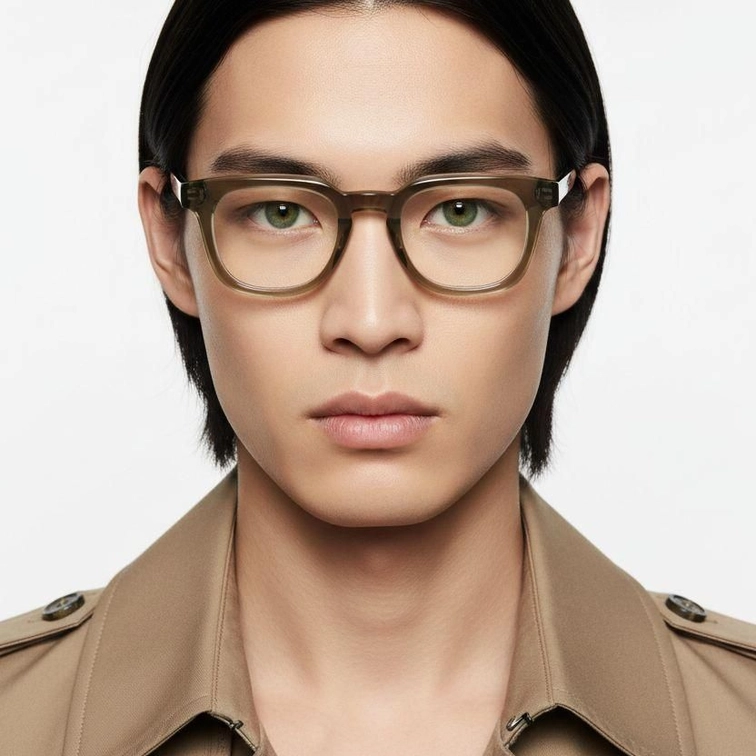 Rechthoekige groene acetaatglazen #BS2607-0238