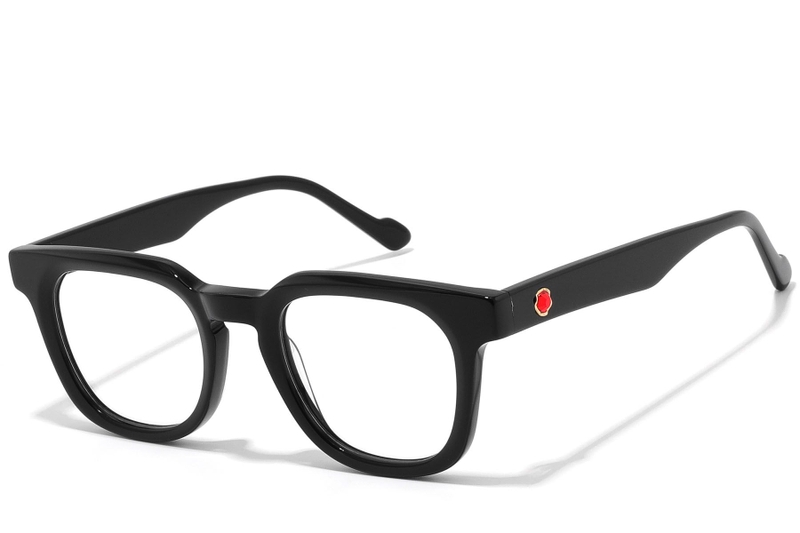 Rechteckige schwarze Acetatbrille #BS2607-0239
