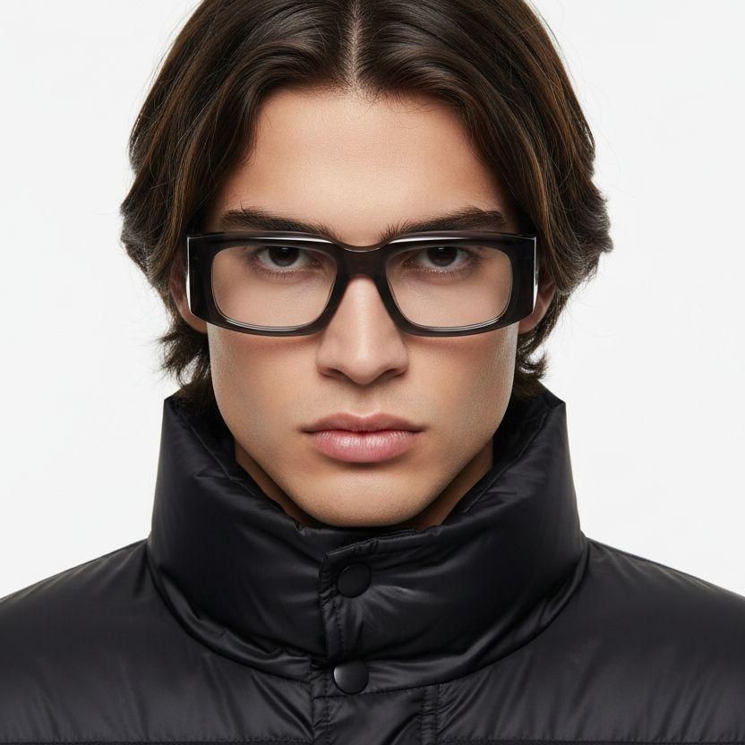 Rectangular Brown Acetate Glasses #BS2607-0243