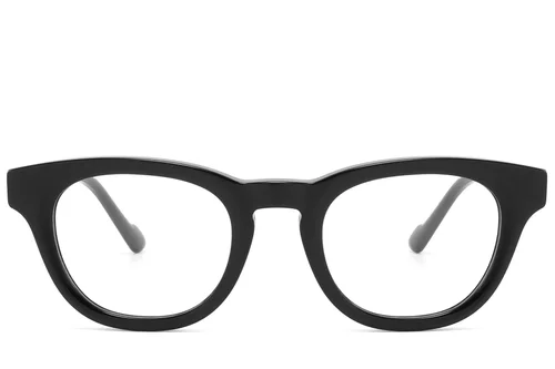 Lunettes ovales en acétate noir #BS2607-0244