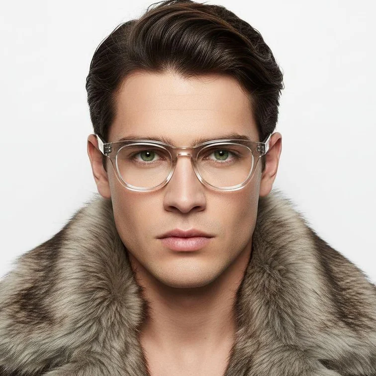 Gafas ovaladas de acetato transparente #BS2607-0245