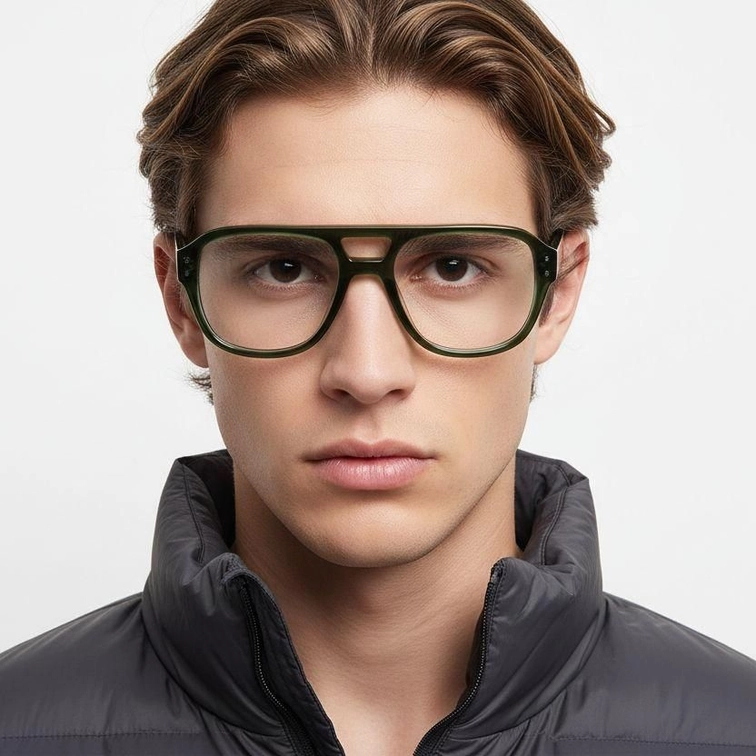 Lunettes aviateur en acétate vert #BS2607-0249