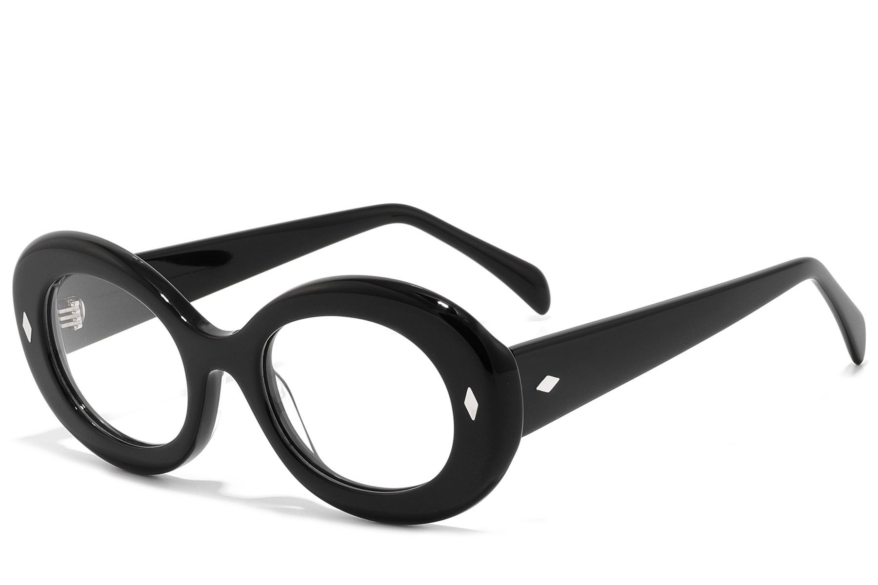 Oval Black Acetate Glasses #BS2607-0253