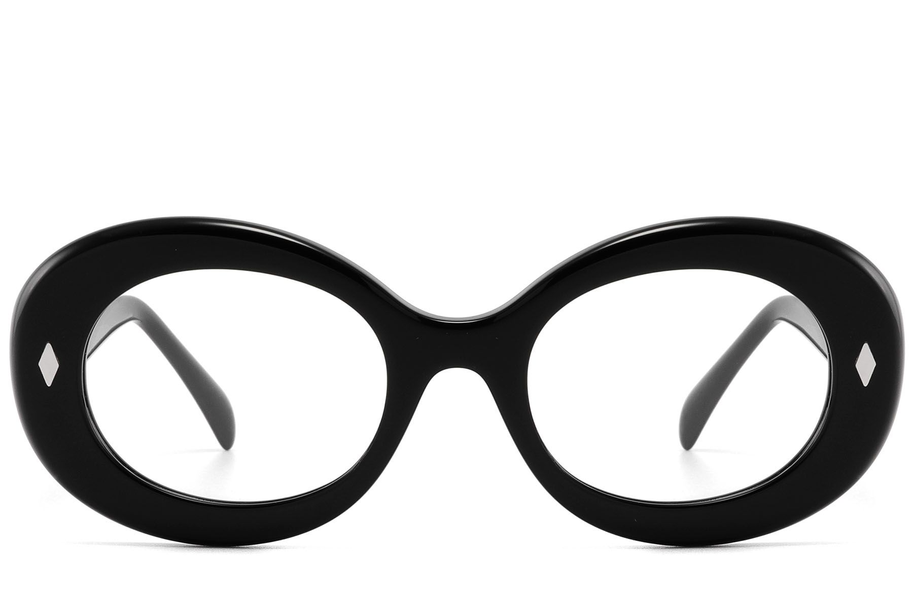 Oval Black Acetate Glasses #BS2607-0253