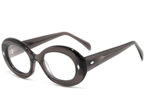 Oval Gray Acetate Glasses #BS2607-0254