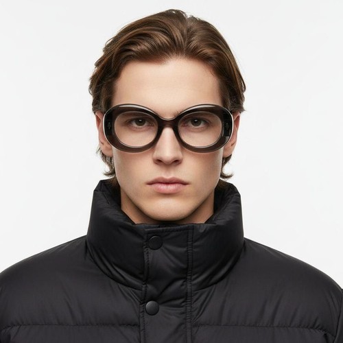 Oval Gray Acetate Glasses #BS2607-0254